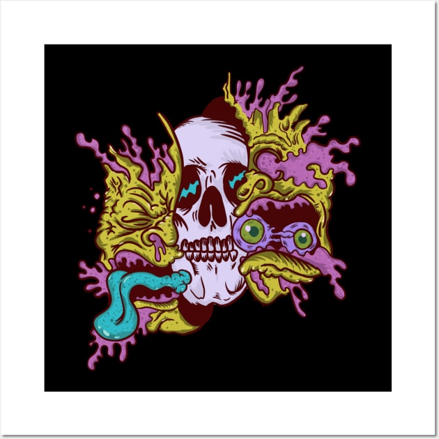 Zombie Head Skeleton Wall Art by Mrkedi